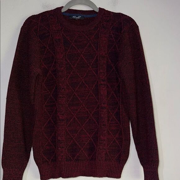 Red Crewneck Sweater with Argyle Pattern - Picture 1 of 6